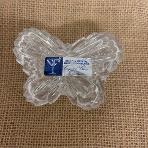 VTG Fairfield collection 24% lead crystal butterfly lidded trinket dish box NWT
